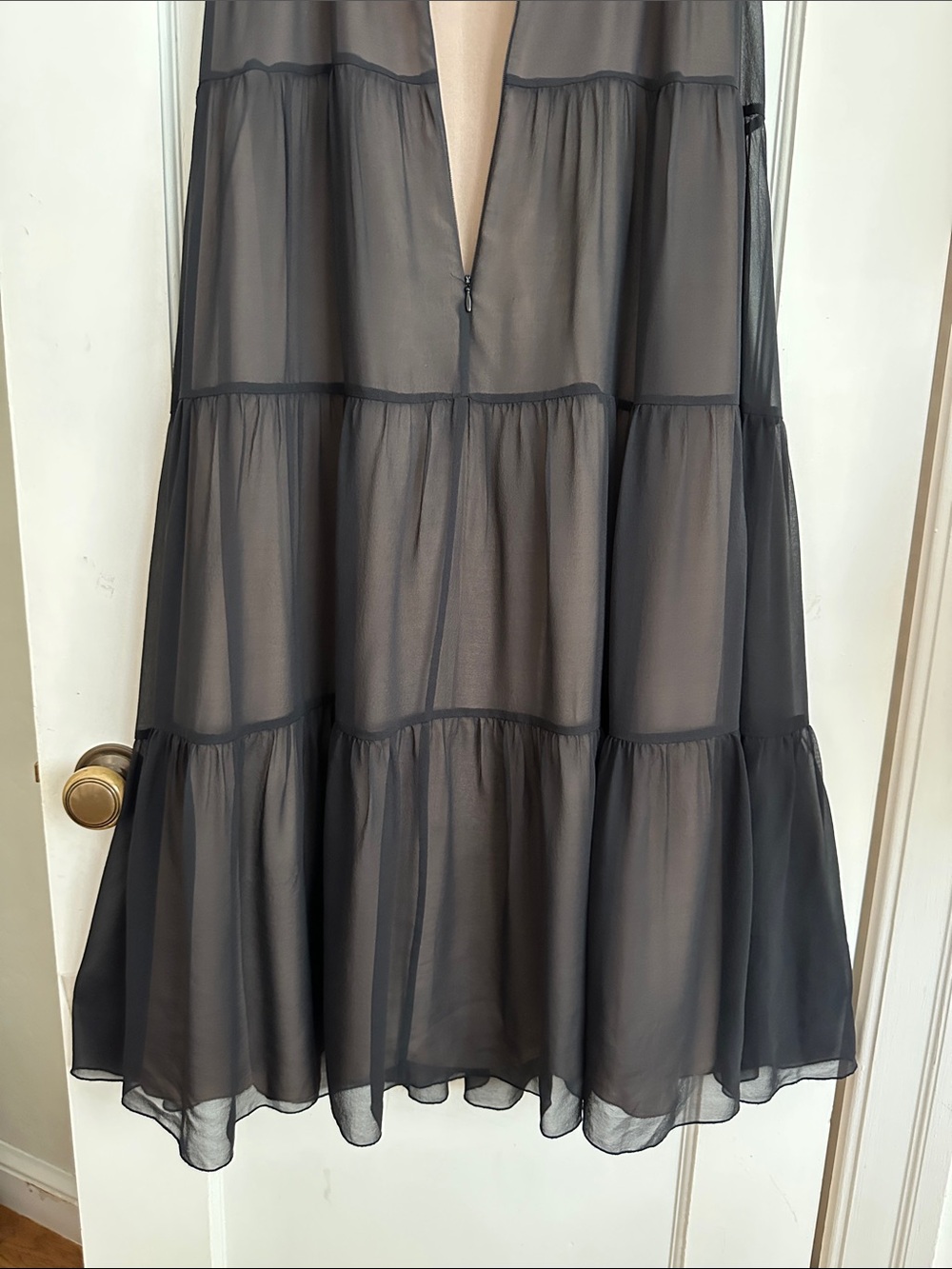 BCBG Paris Black Silk Beaded Halter Maxi Dress Tiered Y2K Evening Cocktail Sz 8‎ - Picture 9 of 14